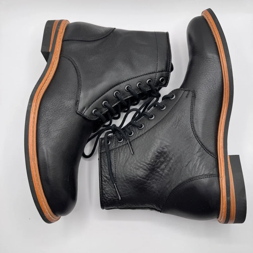 Nisolo Andres All Weather Boot‎ Black Leather Men's 9 Lace Up Combat Military